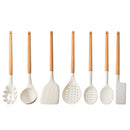 Silicone Kitchen Utensils Set Cookware High Temperature Resistant Non-Stick Wooden Handle Silicone Baking Tool With Storage Box