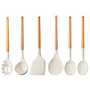 Silicone Kitchen Utensils Set Cookware High Temperature Resistant Non-Stick Wooden Handle Silicone Baking Tool With Storage Box