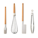 Silicone Kitchen Utensils Set Cookware High Temperature Resistant Non-Stick Wooden Handle Silicone Baking Tool With Storage Box