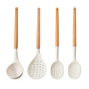 Silicone Kitchen Utensils Set Cookware High Temperature Resistant Non-Stick Wooden Handle Silicone Baking Tool With Storage Box