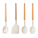 Silicone Kitchen Utensils Set Cookware High Temperature Resistant Non-Stick Wooden Handle Silicone Baking Tool With Storage Box