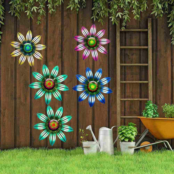 Metal Flower Wall Decor Art Sculpture Outdoor Hanging Ornament Aesthetic Home Room Garden Decoration Accessories Outdoor