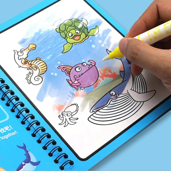 Children Magic Water Drawing Book Reusable Coloring Book Kids Magic Graffiti Painting Board Baby Montessori Early Education Toys