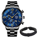 Luxury Mens Gold Bracelet Business Watches Stainless Steel Quartz Watch Male Sports Calendar Luminous Clock relogio masculino