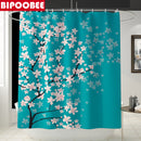 Cherry Blossoms Print Fabric Shower Curtains Bathroom Curtain Set Flower Anti-skid Rugs Carpet Toilet Lid Cover Bath Mat Sets