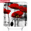 Cherry Blossoms Print Fabric Shower Curtains Bathroom Curtain Set Flower Anti-skid Rugs Carpet Toilet Lid Cover Bath Mat Sets