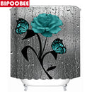 Cherry Blossoms Print Fabric Shower Curtains Bathroom Curtain Set Flower Anti-skid Rugs Carpet Toilet Lid Cover Bath Mat Sets