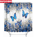 Cherry Blossoms Print Fabric Shower Curtains Bathroom Curtain Set Flower Anti-skid Rugs Carpet Toilet Lid Cover Bath Mat Sets