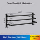 Towel Bar 30-60 CM Multi Rod Holder Bathroom Accessories Wall Rail Organizer Hook Hanger Aluminum Storage Rack Matte Black Shelf