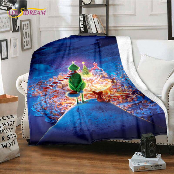 Grinch Anime Blanket Cover Blankets for Beds Ultra-Soft Carpet Warm Bed Sheet Bedspread Bedding Queen Size Room Decor