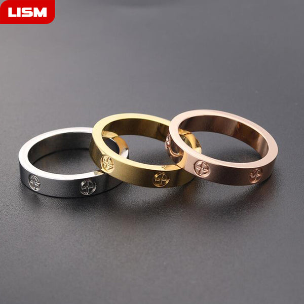 Fashion Rose Gold Stanless Steel Rings With Stone Crystal For Girls Woman Men Couple In Wedding With Cross
