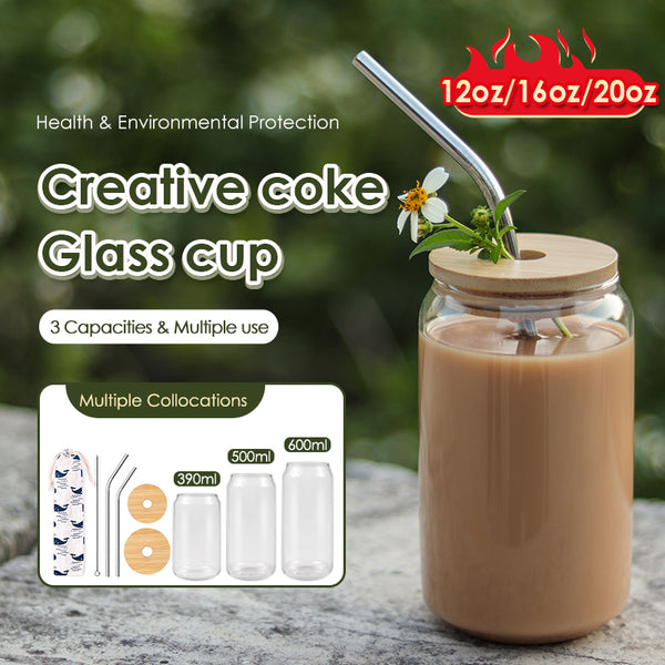 12/20oz Nordic Minimalist Glass Cup Transparent Drinking Utensil Coffee Wine Milk Beer Cola Juice Cold Drinkware Handmade Can