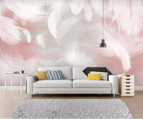 Custom 3D Photo Wallpaper Modern Abstract pink Feather Art Wall Painting 3d Living Room Bedroom Wall Papers Home Decor
